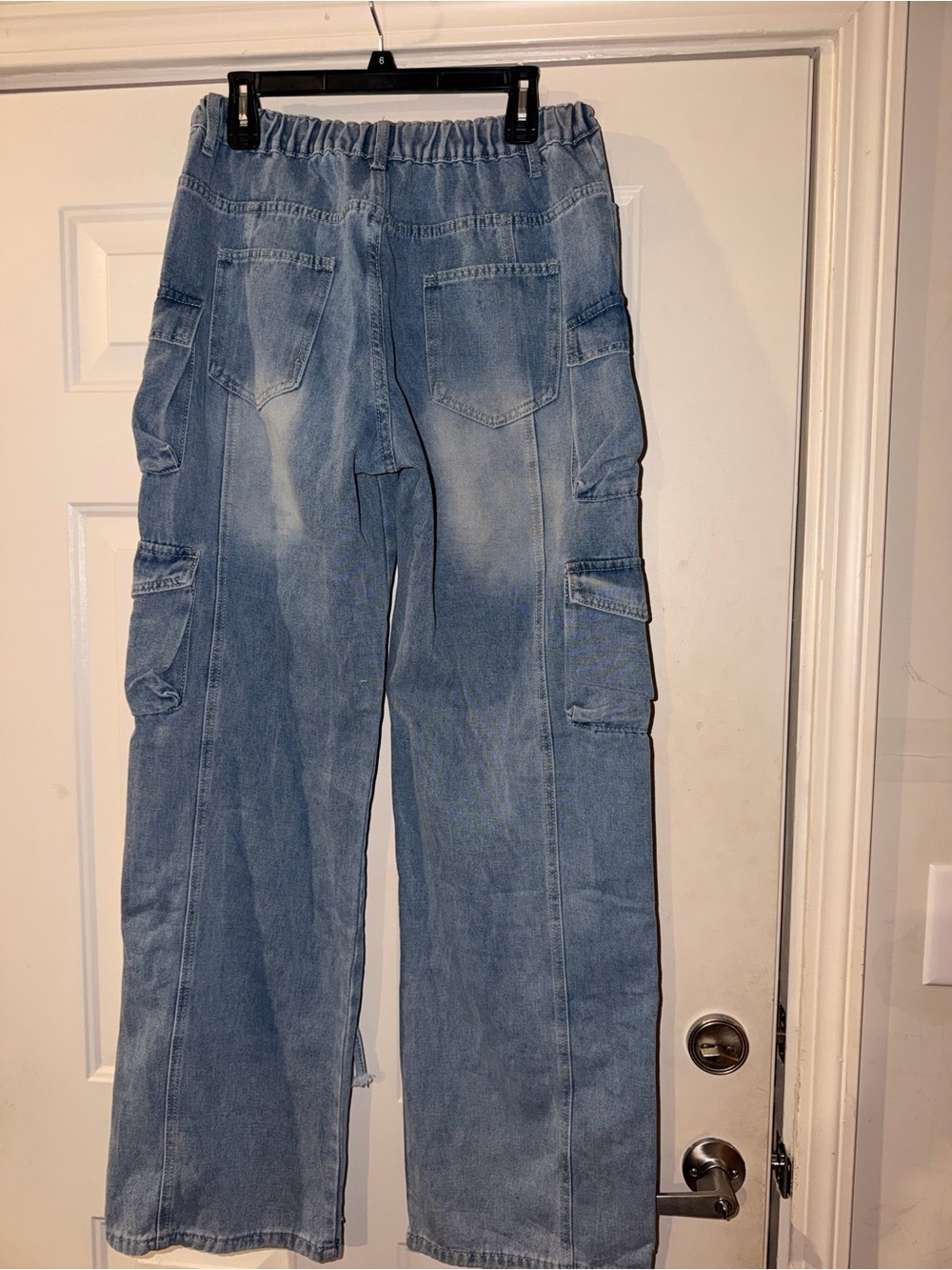 Light Blue Cargo Denim Pants for women - Picture 2 of 3